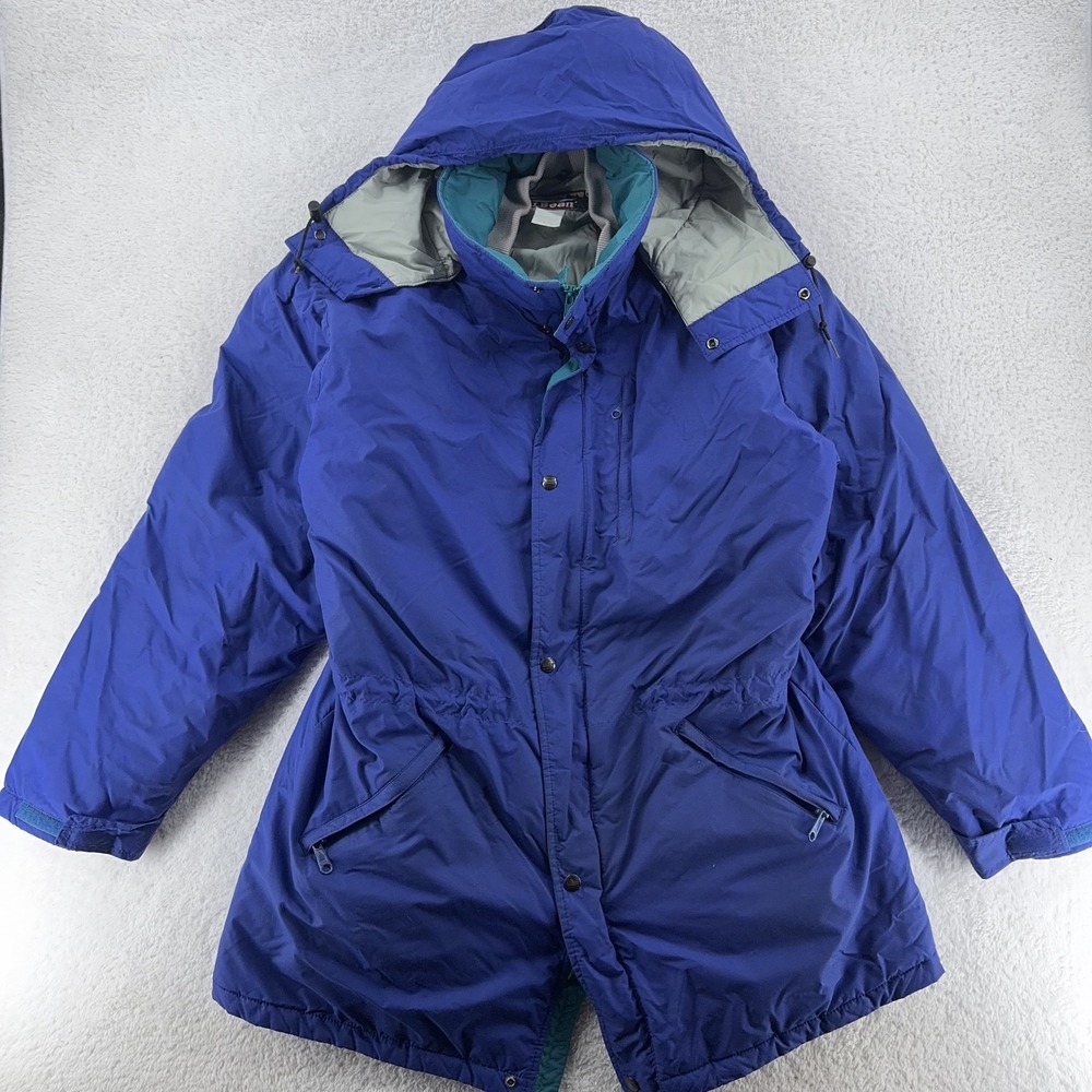 Vintage LL Bean Penobscot Parka Jacket FITS SMALL Blue Hooded Winter 90s
